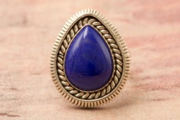 Artie Yellowhorse Genuine Blue Lapis Sterling Silver Native American Ring